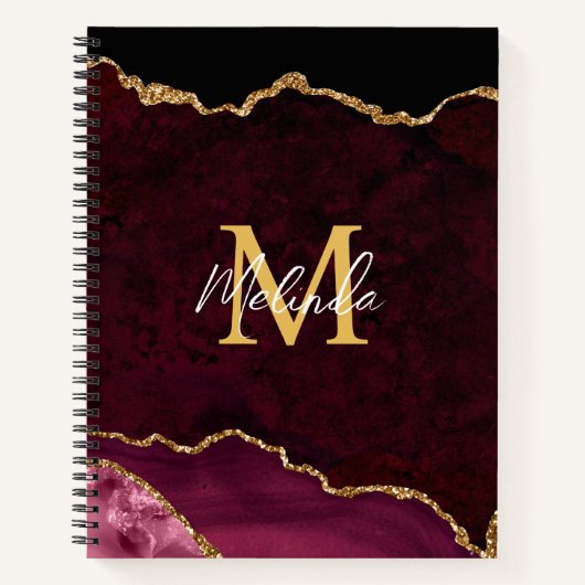 Carnet Porte en marbre rouge et or (Devant)