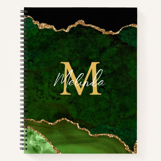 Carnet Porte en marbre vert et or (Devant)