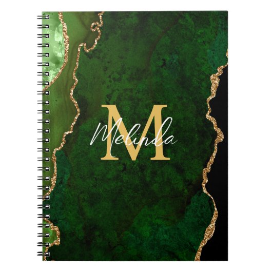 Carnet Porte en marbre vert et or (Devant)