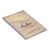 Carnet Porte or rose parties scintillant marbre monogramm (Côté Droit)