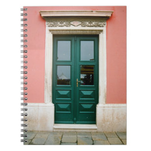 Carnet PORTE turquoise EN BOIS AVEC CADRE EN ACIER BLANC