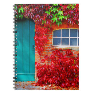 Carnet Porte Turquoise pittoresque avec feuilles d'automn