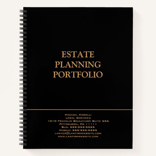 Carnet Portefeuille de planification immobilière - Noir | (Devant)