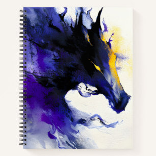 Carnet Portrait abstrait aquarelle cheval noir