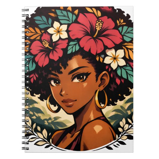 Carnet Portrait d'anime de fille noire féroce (Devant)