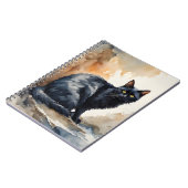 Carnet Portrait d'aquarelle de poitrine de chat noir (Côté gauche)