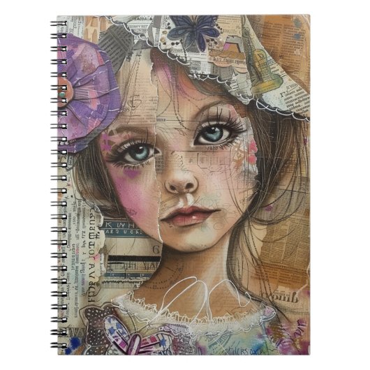 Carnet Portrait d'art en collage multimédia (1) (Devant)
