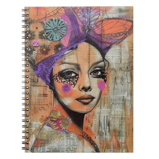 Carnet Portrait d'art en collage multimédia (5) (Devant)