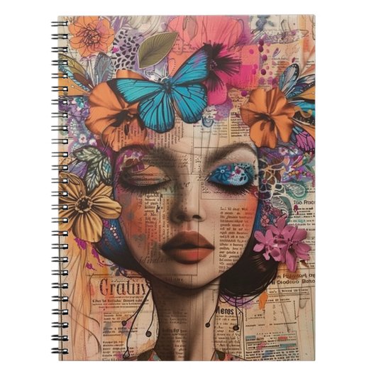Carnet Portrait d'art en collage multimédia (7) (Devant)