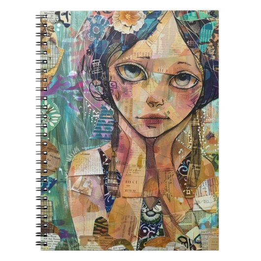 Carnet Portrait d'art en collage multimédia (8) (Devant)