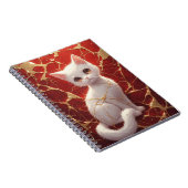 Carnet Portrait de chat blanc avec motif de craquelure ro (Côté Droit)