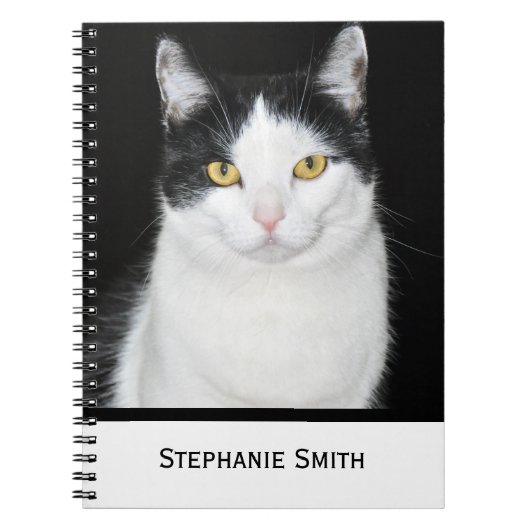 Carnet Portrait de chat noir et blanc (Devant)