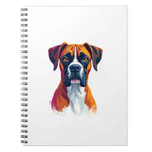 Carnet Portrait de chien Boxer vintage éclaboussure de co