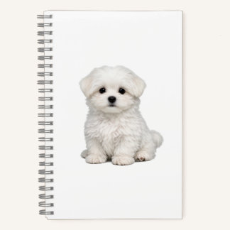 Carnet Portrait de chiot maltais blanc et duveteux Amateu