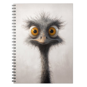 Carnet Portrait de dessin animé d'autruche aux yeux écarq