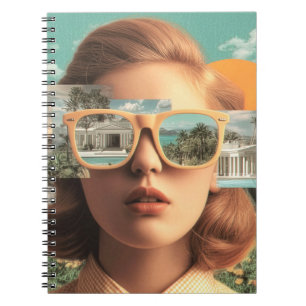 Carnet Portrait de femme surréaliste avec des lunettes de