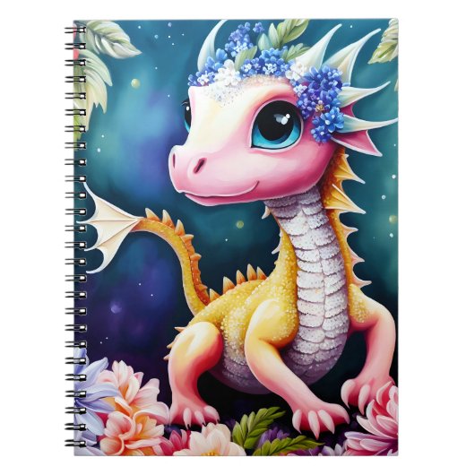 Carnet Portrait de l'espace floral du Dragon de bébé (Devant)