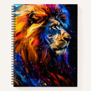 Carnet Portrait de lion abstrait de la faune cosmique