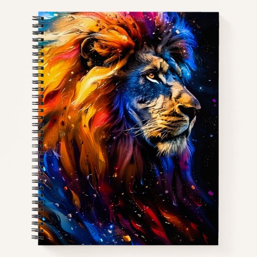 Carnet Portrait de lion abstrait de la faune cosmique (Devant)