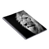 Carnet Portrait de Lion noir blanc - Photographie d'anima (Côté Droit)