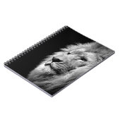 Carnet Portrait de Lion noir blanc - Photographie d'anima (Côté gauche)