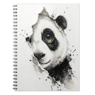 Carnet Portrait de panda à l'encre et à l'aquarelle arc-e