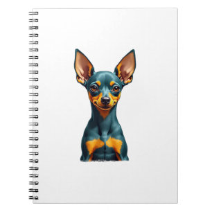 Carnet Portrait de Pinscher Miniature Vintage Coloré Grav