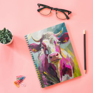 Carnet Portrait de vache coloré Art Abstrait moderne