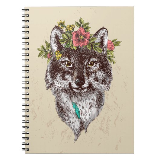 Carnet Portrait de Wolf de style Boho (Devant)