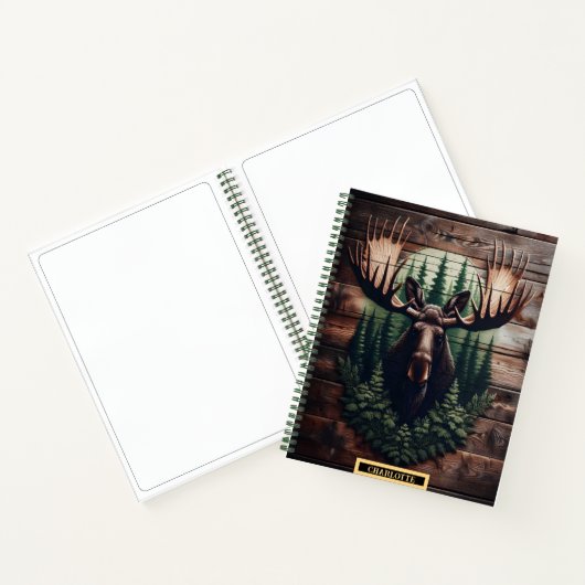 Carnet Portrait d'orignal dans une forêt sombre (Intérieur)