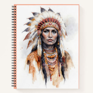 Carnet Portrait d'une femme américaine natale aquarelle p
