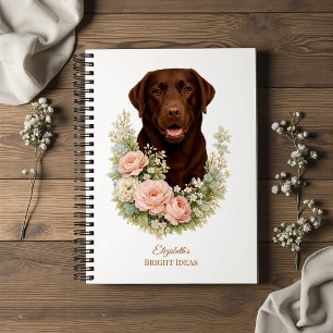 Carnet Portrait floral de Labrador chocolat