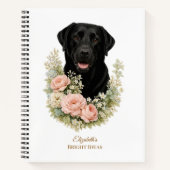 Carnet Portrait floral de Labrador noir (Devant)