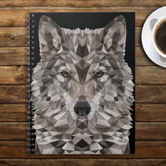 Carnet Portrait géométrique du loup gris