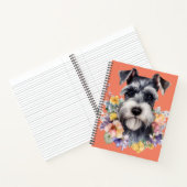 Carnet Portrait mignon Schnauzer avec fleurs (Intérieur)