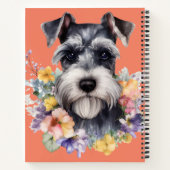 Carnet Portrait mignon Schnauzer avec fleurs (Dos)