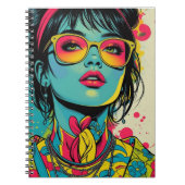 Carnet Portrait Neon Pop Diva - Art rétro gras et dynamiq (Devant)