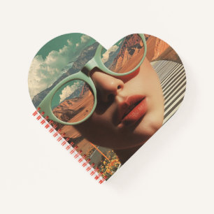 Carnet Portrait surréaliste avec des lunettes reflétant l