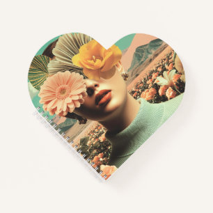 Carnet Portrait surréaliste de femme avec des fleurs couv