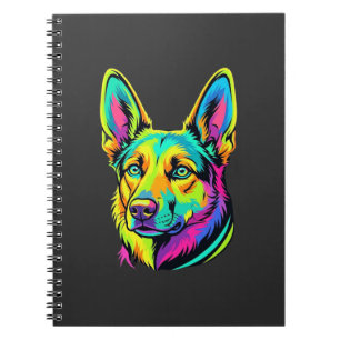 Carnet Portrait vectoriel coloré de chien néon