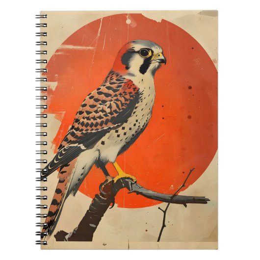 Carnet Portrait vintage de la Kestrel américaine (Devant)