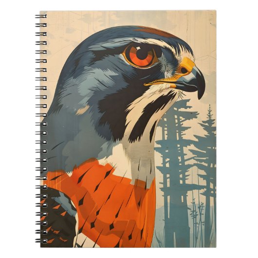 Carnet Portrait vintage d'un faucon de Cooper (Devant)