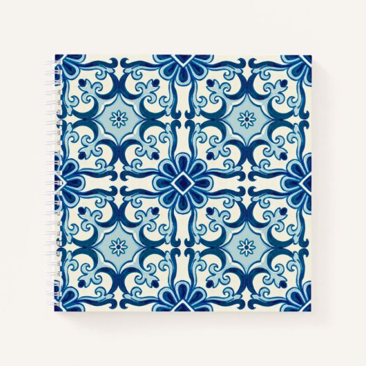 Carnet Portugais Azulejos Blue Floral Motif (Devant)