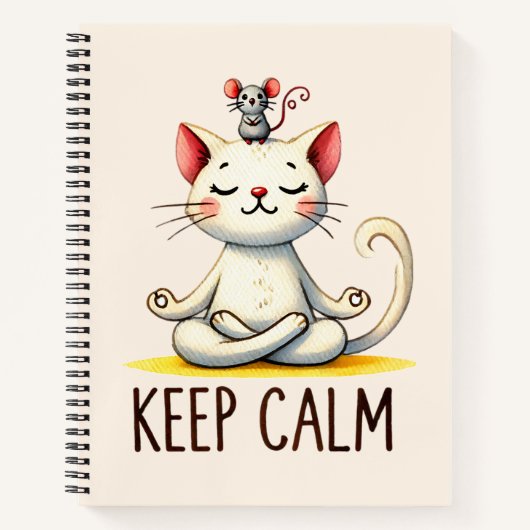 Carnet Pose de Yoga Chat - Gardez Le Calme (Devant)