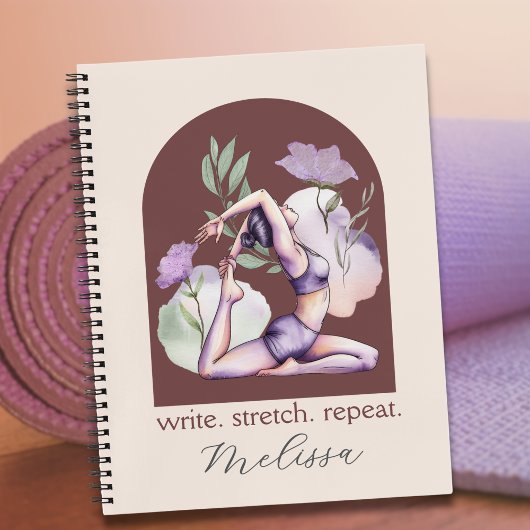 Carnet Pose de Yoga violet Boho Abstrait moderne