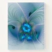 Carnet Position, Abstrait bleu turquoise fractal (Dos)