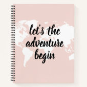 Carnet Positive rose Commençons l'aventure Carte du Monde (Devant)