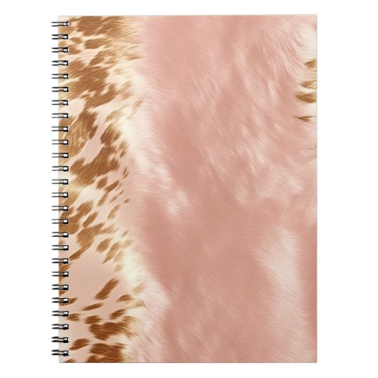 Carnet Poster de animal de vache rose (Devant)
