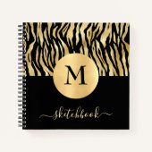 Carnet Poster de animal d'or noir Glam Monogram Sketbook (Devant)