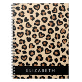 Carnet Poster de animal, Léopard Brown, Coeurs, Votre Nom (Devant)